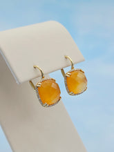 Load image into Gallery viewer, Carnelian w/Diamond Halo Leverback Earrings - 14K Yellow Gold