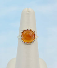 Load image into Gallery viewer, Carnelian w/Diamond Halo Ring - 14K Yellow Gold
