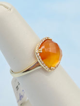 Load image into Gallery viewer, Carnelian w/Diamond Halo Ring - 14K Yellow Gold