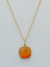 Load image into Gallery viewer, Carnelian w/Diamond Halo Necklace  - 14K Yellow Gold