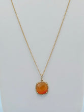 Load image into Gallery viewer, Carnelian w/Diamond Halo Necklace  - 14K Yellow Gold