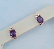 Load image into Gallery viewer, Alexandrite and Diamond Stud Earrings - 14K Rose Gold - Marie's Custom Design