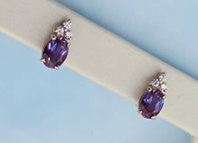 Load image into Gallery viewer, Alexandrite and Diamond Stud Earrings - 14K Rose Gold - Marie's Custom Design