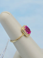 Load image into Gallery viewer, Pink Corundum w/Diamond Halo Ring - 14K Yellow Gold