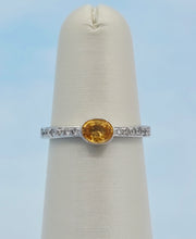 Load image into Gallery viewer, Citrine and Diamond Ring - 14K White Gold