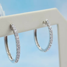 Load image into Gallery viewer, Oval Diamond Hoop Earrings (.68 Carats) - 14K White Gold