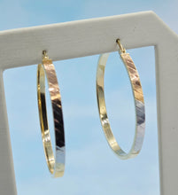Load image into Gallery viewer, Tri Color Gold Hoop Earrings (Large) - 14K Yellow Gold
