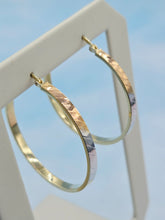 Load image into Gallery viewer, Tri Color Gold Hoop Earrings (Large) - 14K Yellow Gold