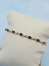 Load image into Gallery viewer, Sapphire and Diamond Bracelet - 10K Yellow Gold - Estate