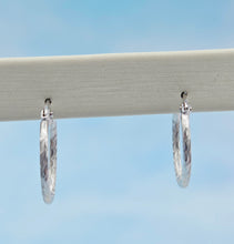 Load image into Gallery viewer, Diamond Cut Design Lightweight Hoop Earrings - 14K White Gold