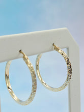 Load image into Gallery viewer, Diamond Cut Hoop Earrings (Medium) - 14K Yellow Gold