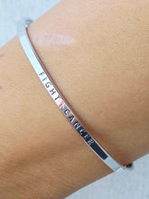 Load image into Gallery viewer, &quot;Fight Cancer&quot; Bangle Bracelet with Breast Cancer Ribbon