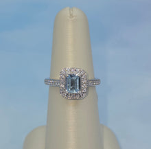 Load image into Gallery viewer, Aqua &amp; Diamond Ring - 14K White Gold