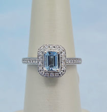 Load image into Gallery viewer, Aqua &amp; Diamond Ring - 14K White Gold