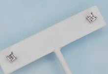 Load image into Gallery viewer, .18 Carat Illusion Diamond Stud Earrings - 14K White Gold