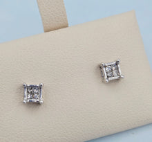 Load image into Gallery viewer, .18 Carat Illusion Diamond Stud Earrings - 14K White Gold