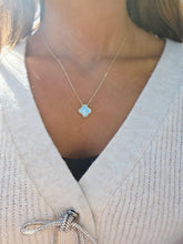 Load image into Gallery viewer, Blue Mother of Pearl Clover Necklace - Sterling Silver