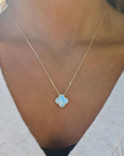 Load image into Gallery viewer, Blue Mother of Pearl Clover Necklace - Sterling Silver
