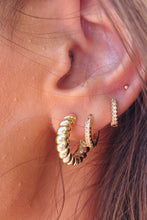 Load image into Gallery viewer, Croissant Gold Plated Hoops - Gold Plated Sterling Silver