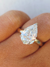 Load image into Gallery viewer, 3.09 Carat Pear Lab Diamond Engagement Ring - 14K Yellow Gold