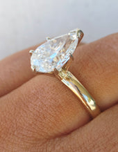 Load image into Gallery viewer, 3.09 Carat Pear Lab Diamond Engagement Ring - 14K Yellow Gold