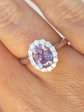 Load image into Gallery viewer, Purple Gray Spinel with Diamond Halo Ring - 14K White Gold