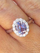 Load image into Gallery viewer, Purple Gray Spinel with Diamond Halo Ring - 14K White Gold