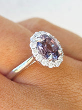 Load image into Gallery viewer, Purple Gray Spinel with Diamond Halo Ring - 14K White Gold