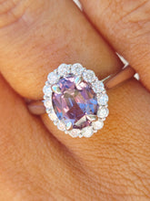 Load image into Gallery viewer, Purple Gray Spinel with Diamond Halo Ring - 14K White Gold