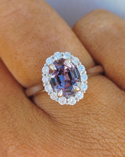 Load image into Gallery viewer, Purple Gray Spinel with Diamond Halo Ring - 14K White Gold
