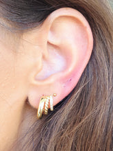 Load image into Gallery viewer, 3-Row Multi Huggie Hoop Earrings - Sterling Silver