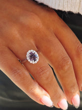 Load image into Gallery viewer, Purple Gray Spinel with Diamond Halo Ring - 14K White Gold