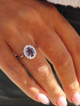 Load image into Gallery viewer, Purple Gray Spinel with Diamond Halo Ring - 14K White Gold