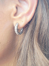 Load image into Gallery viewer, Croissant Sterling Silver Huggie Hoops - Sterling Silver