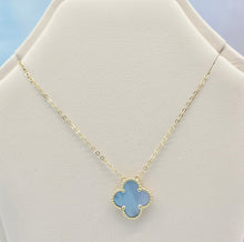 Load image into Gallery viewer, Blue Mother of Pearl Clover Necklace - Sterling Silver