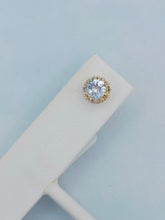 Load image into Gallery viewer, Aquamarine Diamond Stud Earrings - 14K Yellow Gold