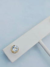 Load image into Gallery viewer, Aquamarine Diamond Stud Earrings - 14K Yellow Gold