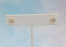 Load image into Gallery viewer, Aquamarine Diamond Stud Earrings - 14K Yellow Gold