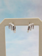 Load image into Gallery viewer, 3-Row Multi Huggie Hoop Earrings - Sterling Silver