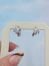 Load image into Gallery viewer, 3-Row Multi Huggie Hoop Earrings - Sterling Silver