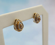 Load image into Gallery viewer, Pear Shaped Diamond Stud Earrings - 10K Yellow Gold - Estate