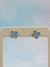 Load image into Gallery viewer, Blue Mother of Pearl Clover Earrings - Sterling Silver