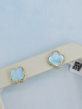Load image into Gallery viewer, Blue Mother of Pearl Clover Earrings - Sterling Silver