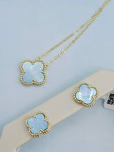 Load image into Gallery viewer, Blue Mother of Pearl Clover Earrings - Sterling Silver