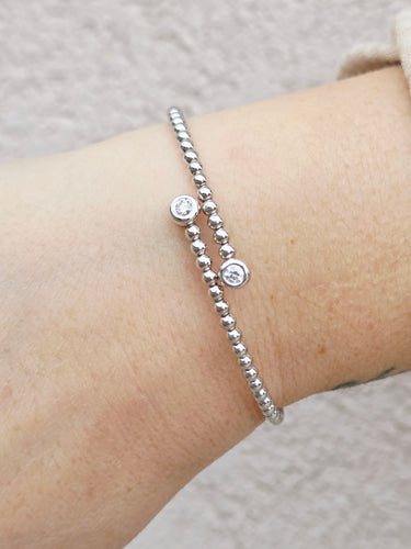 Bypass Diamond Bangle - 14K White Gold