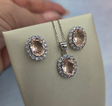 Load image into Gallery viewer, Pink CZ Earring &amp; Necklace Set