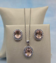 Load image into Gallery viewer, Pink CZ Earring &amp; Necklace Set
