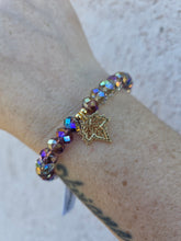 Load image into Gallery viewer, Autumn Orchid Crystal with CZ Leaf Beaded Bracelet - Elena Michele