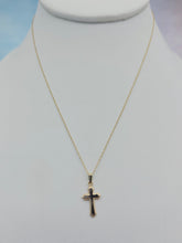 Load image into Gallery viewer, Beaded Edge Cross &amp; Chain - 14K Yellow Gold