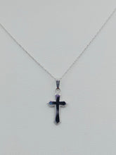 Load image into Gallery viewer, Beaded Edge Cross &amp; Chain - 14K White Gold